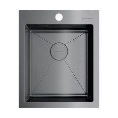 Кухонная мойка Omoikiri Akisame 41-GM нерж. сталь/вороненая сталь, 4973094