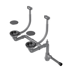 Арматура для двухчашевых моек с прямоугольными переливами и декоративными элементами для корзины Omoikiri WK-2C-GM, 4956498