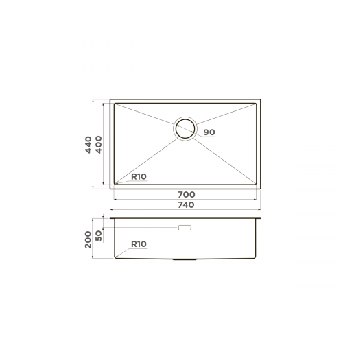 Кухонная мойка Omoikiri Taki 74-U/IF-LG нерж. сталь/светлое золото, 4993499