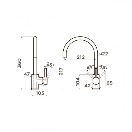 Смеситель для кухни Omoikiri Wakayama-C латунь/хром, 4994243