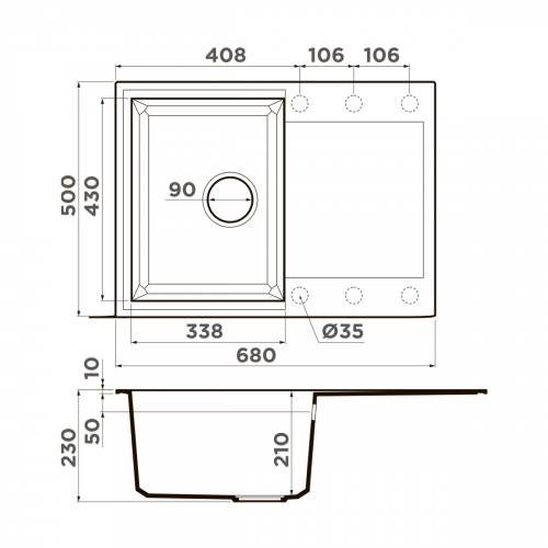 Кухонная мойка Omoikiri Sakaime 68-GR Tetogranit/leningrad grey, 4993545