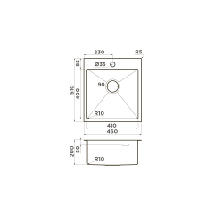 Кухонная мойка Omoikiri Akisame 46-GM нерж. сталь/вороненая сталь, 4973095