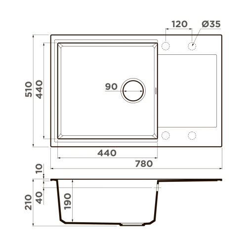 Кухонная мойка Omoikiri Daisen 78-LB-CA Artgranit/карамель, 4993689