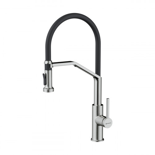 Смеситель для кухни Omoikiri Makkari 2 Plus-SB-BN-BL латунь/нержавеющая сталь/черный, 4994494