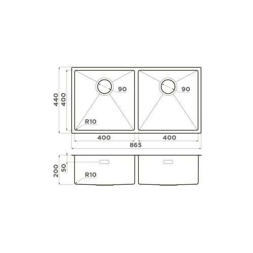 Кухонная мойка Omoikiri Taki 86-2-U/IF Side-GM нерж. сталь/вороненая сталь, 4993793