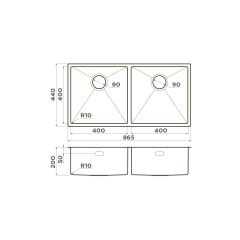 Кухонная мойка Omoikiri Taki 86-2-U/IF Side-IN нерж. сталь/нержавеющая сталь, 4993791