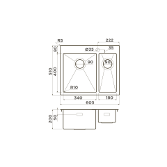Кухонная мойка Omoikiri Akisame 60-2-L-IN нерж. сталь/нержавеющая сталь, 4993775