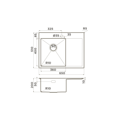 Кухонная мойка Omoikiri Akisame 65-L-GM нерж. сталь/вороненая сталь, 4973097