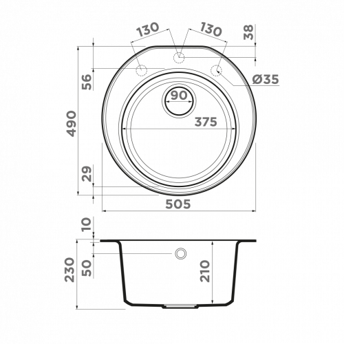 Кухонная мойка Omoikiri Miya 50-R-WH Tetogranit/белый, 4993506
