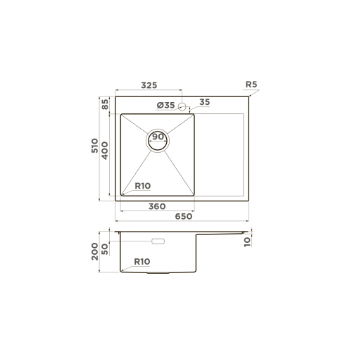 Кухонная мойка Omoikiri Akisame 65-L-LG нерж. сталь/светлое золото, 4973083