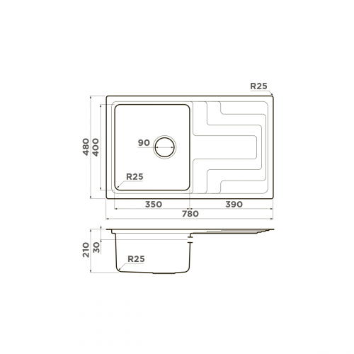 Кухонная мойка Omoikiri Mizu 78-IN нерж. сталь/нержавеющая сталь, 4973730