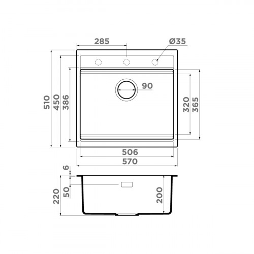 Кухонная мойка Omoikiri Kitagawa 57-WH Artceramic/белый, 4993303