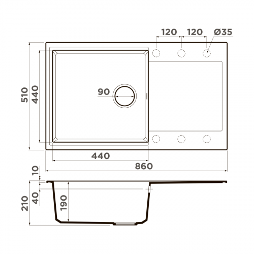 Кухонная мойка Omoikiri Daisen 86-CA Artgranit/карамель, 4993697