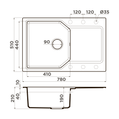 Кухонная мойка Omoikiri Yonaka 78-DC Artgranit/темный шоколад, 4993707