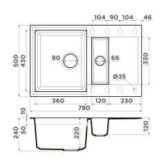 Кухонная мойка Omoikiri Sakaime 78-2-SA Tetogranit/бежевый, 4993116