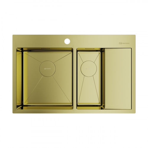 Кухонная мойка Omoikiri Akisame 78-2-L-LG нерж. сталь/светлое золото, 4973087
