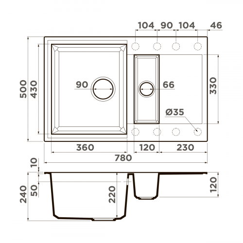 Кухонная мойка Omoikiri Sakaime 78-2-WH Tetogranit/белый, 4993128