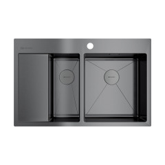 Кухонная мойка Omoikiri Akisame 78-2-R-GM нерж. сталь/вороненая сталь, 4973102