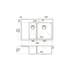 Кухонная мойка Omoikiri Akisame 78-2-R-IN нерж. сталь/нержавеющая сталь, 4973063