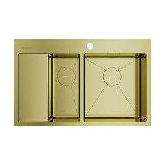 Кухонная мойка Omoikiri Akisame 78-2-R-LG нерж. сталь/светлое золото, 4973088