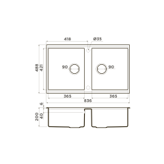 Кухонная мойка Omoikiri Kitagawa 83-2-U-WH Artceramic/белый, 4993809