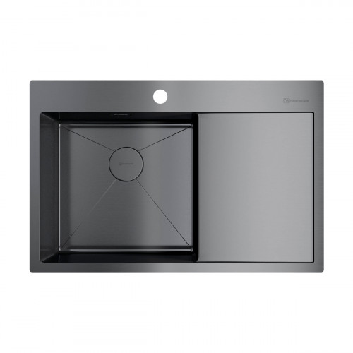 Кухонная мойка Omoikiri Akisame 78-L-GM нерж. сталь/вороненая сталь, 4973099
