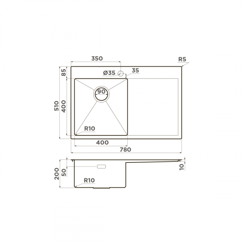 Кухонная мойка Omoikiri Akisame 78-L-LG нерж. сталь/светлое золото, 4973085