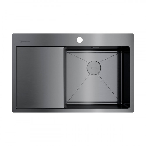 Кухонная мойка Omoikiri Akisame 78-R-GM нерж. сталь/вороненая сталь, 4973100
