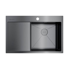 Кухонная мойка Omoikiri Akisame 78-R-GM нерж. сталь/вороненая сталь, 4973100