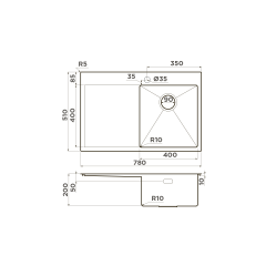 Кухонная мойка Omoikiri Akisame 78-R-GM нерж. сталь/вороненая сталь, 4973100