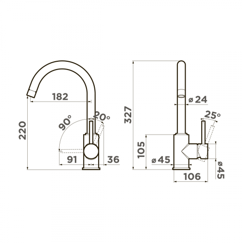 Смеситель для кухни Omoikiri Shinagawa-P-SA латунь/бежевый, 4974110