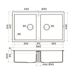 Кухонная мойка Omoikiri Kitagawa 86-2-GR Artceramic/leningrad grey, 4993491