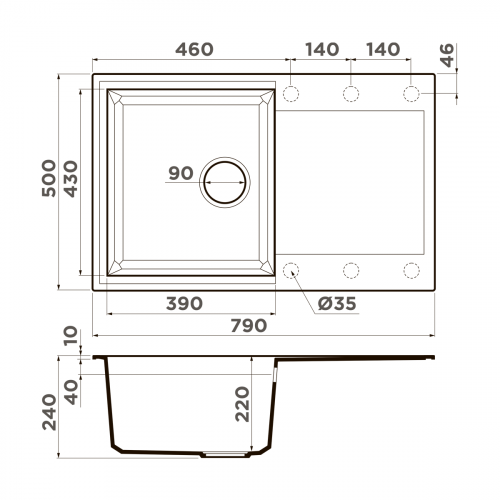 Кухонная мойка Omoikiri Sakaime 79-BE Tetogranit/ваниль, 4993277