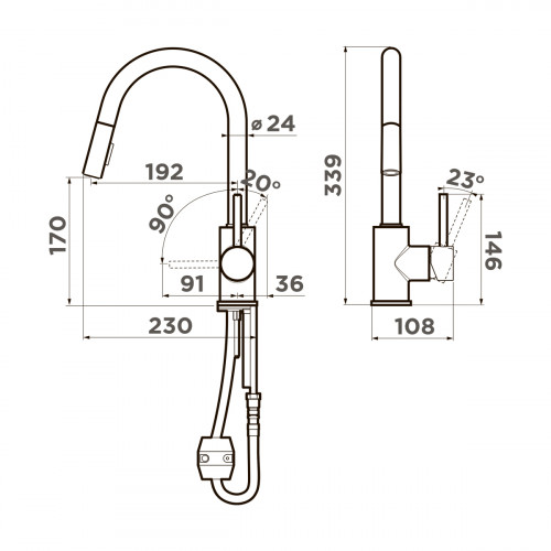 Смеситель для кухни Omoikiri Shinagawa-SB-BN латунь/нержавеющая сталь, 4994459